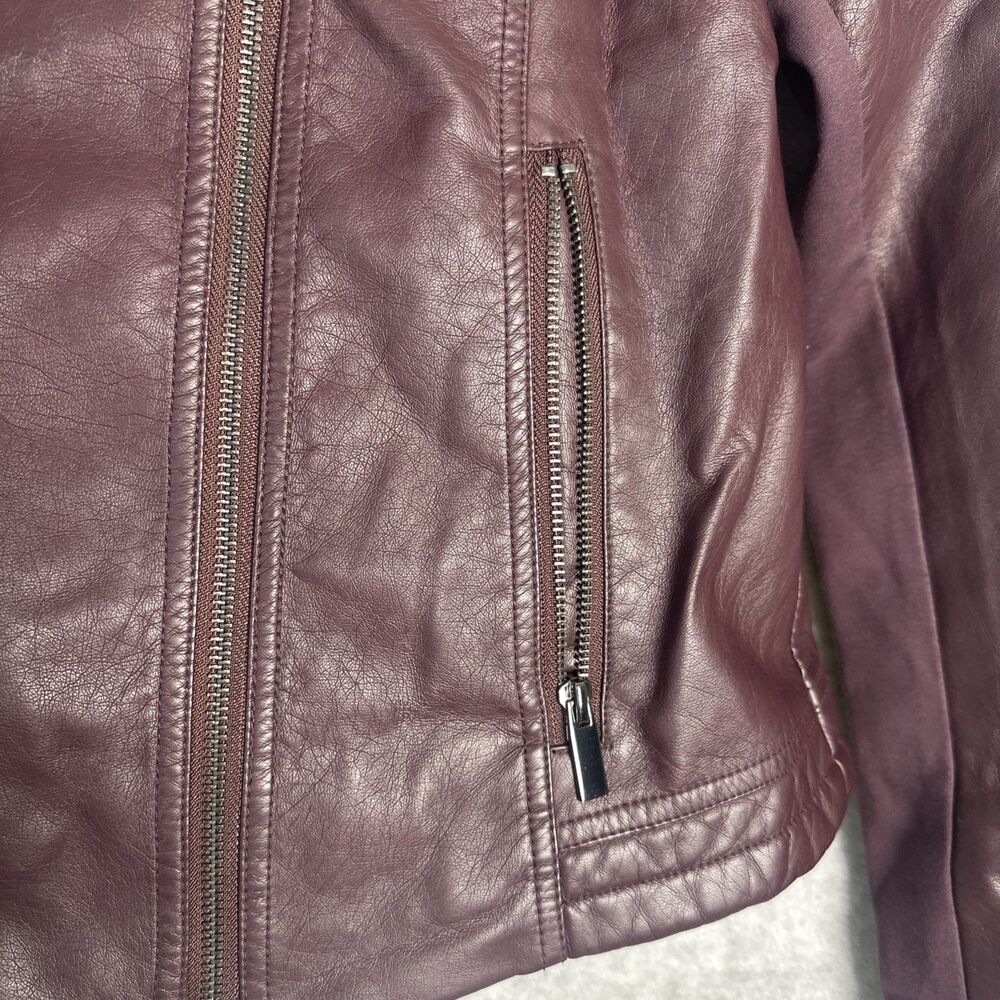 Edgy Women’s Purple Long Sleeve Faux Leather Motorcycle Jacket Sz M - Picture 6 of 13